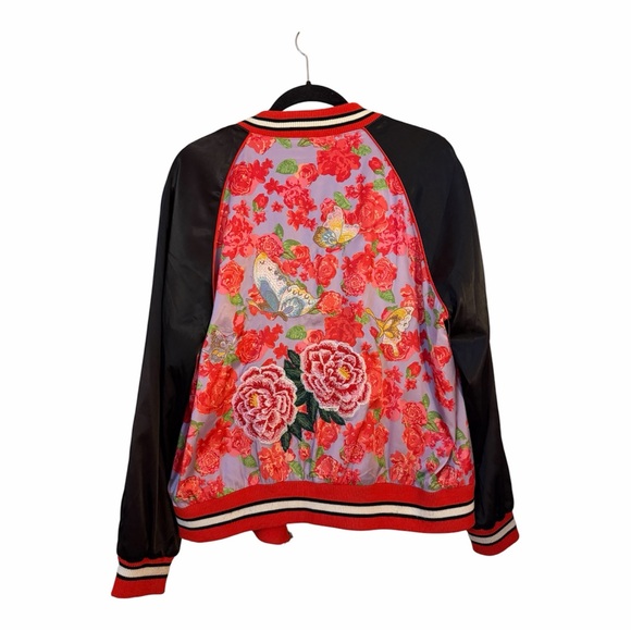 silence + noise Floral Bomber Jacket with Blue Bird Embroidery - Picture 4 of 5